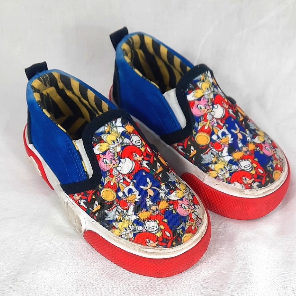 Sega Sonic The Hedgehog Toddler Slip On Shoes Size 6 Canvas Colorful